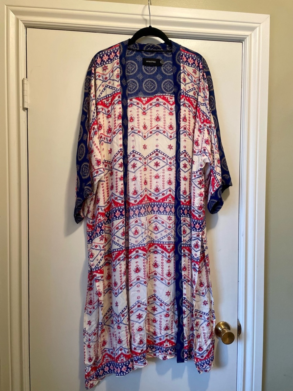 MINKPINK Red, White & Blue Printed Kaftan, Size Small